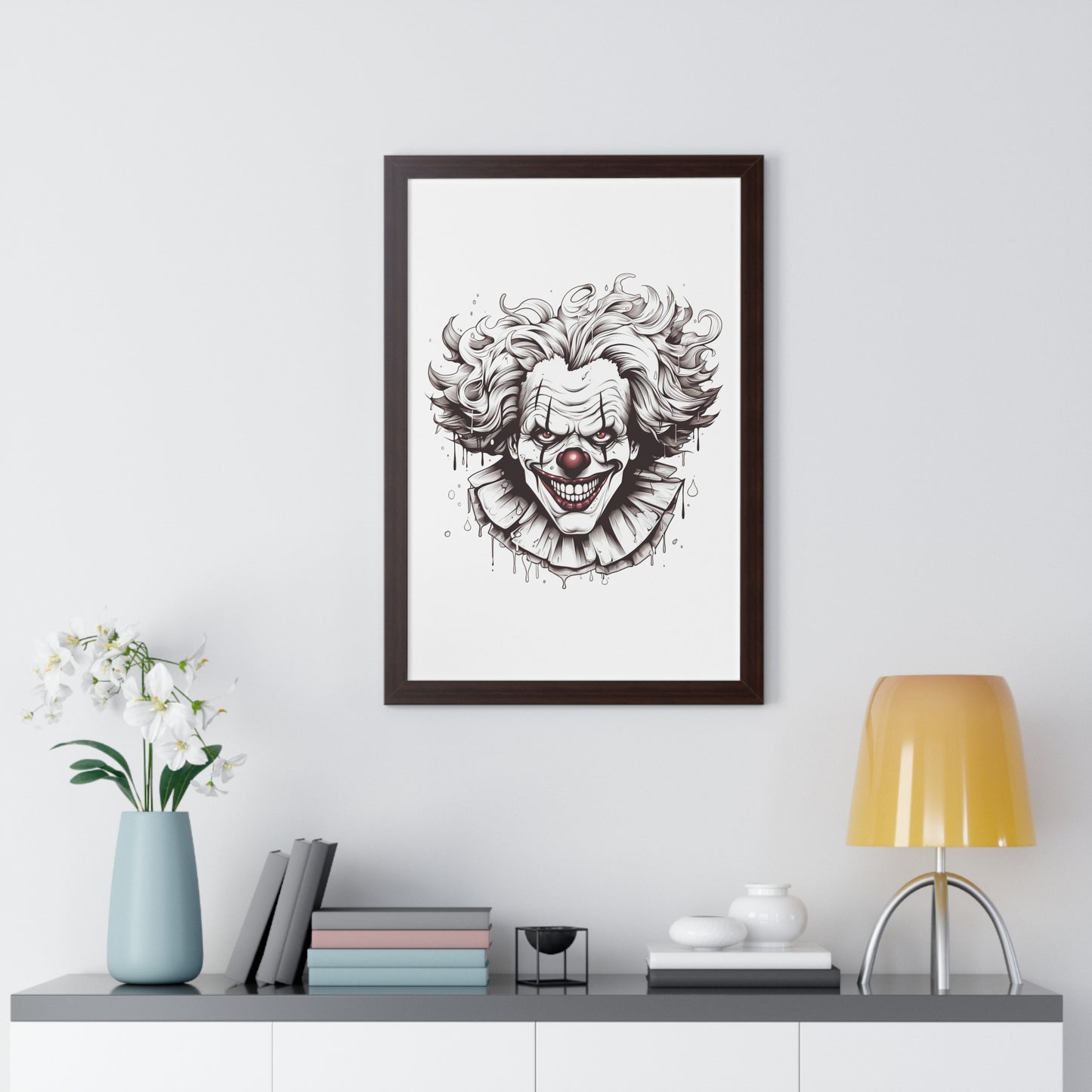 Neduz Dark Lore Clown Framed Vertical Poster: Add a Touch of Terror to Your Walls