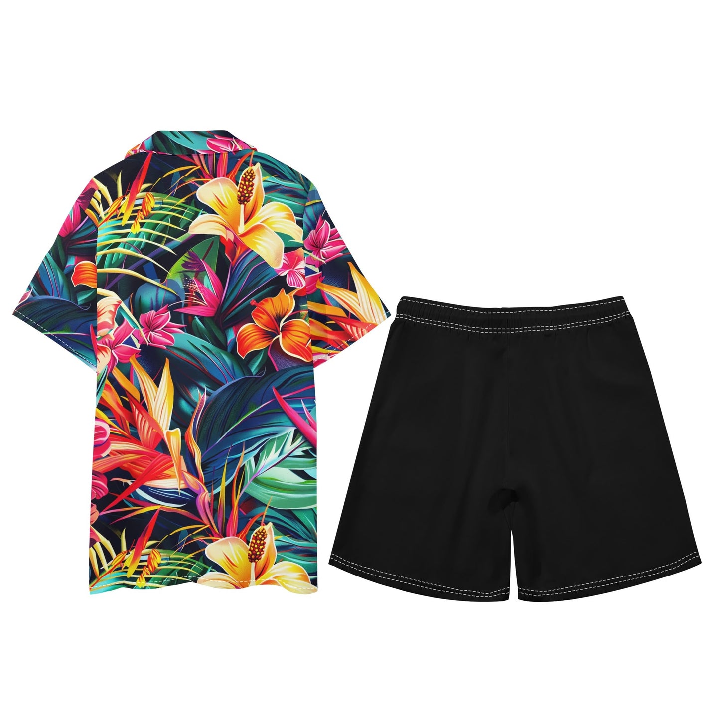 Neduz Mens Regular Fit Floral Hawaiian Short Sleeve Shirt and Shorts Set