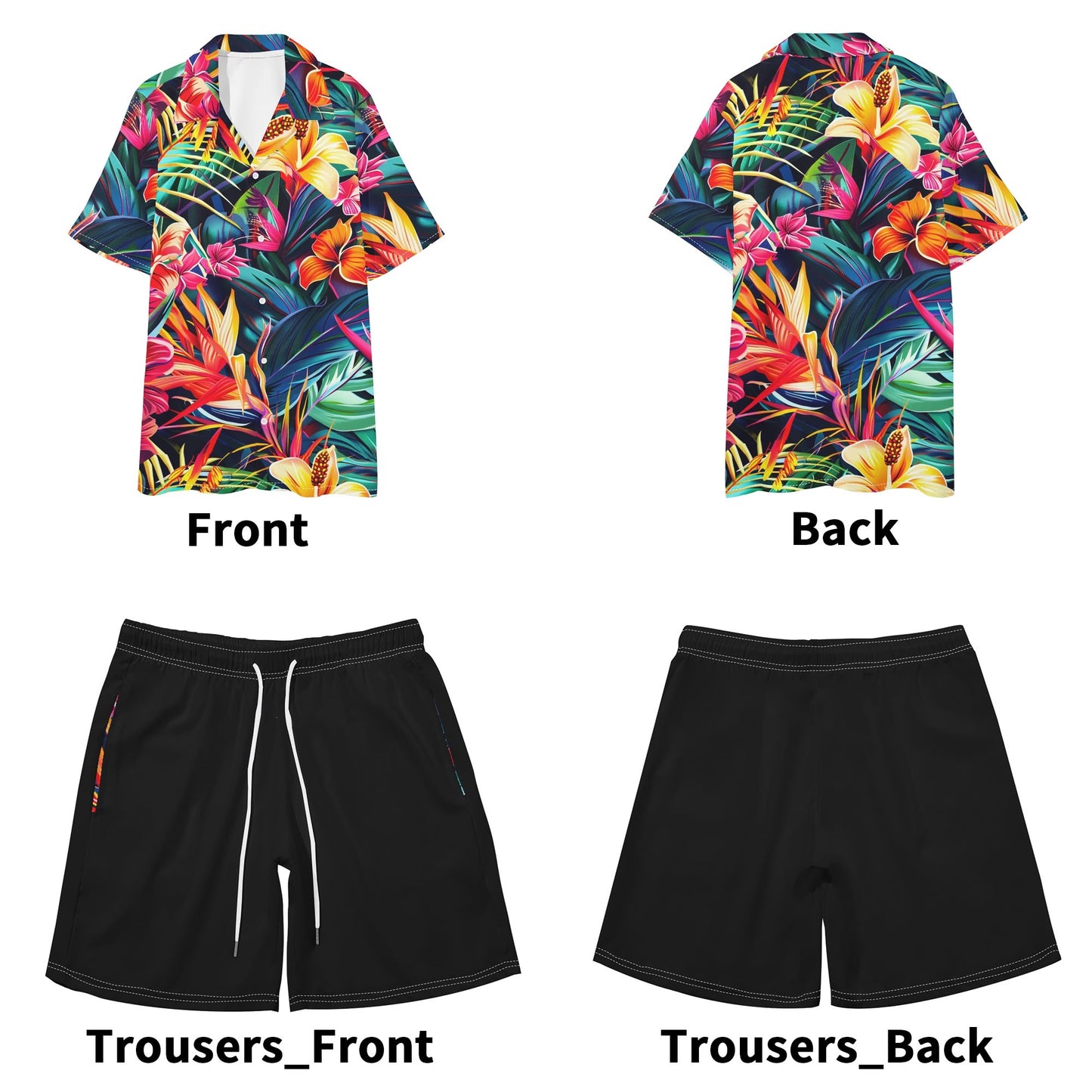 Neduz Mens Regular Fit Floral Hawaiian Short Sleeve Shirt and Shorts Set