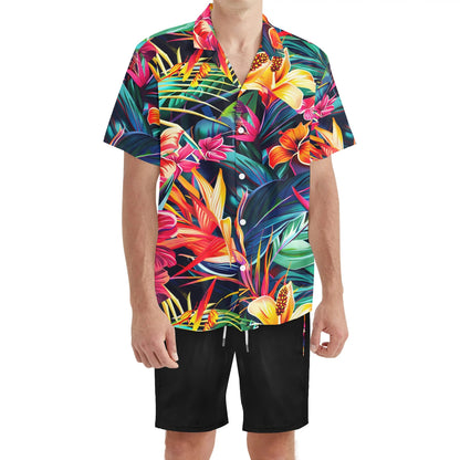 Neduz Mens Regular Fit Floral Hawaiian Short Sleeve Shirt and Shorts Set