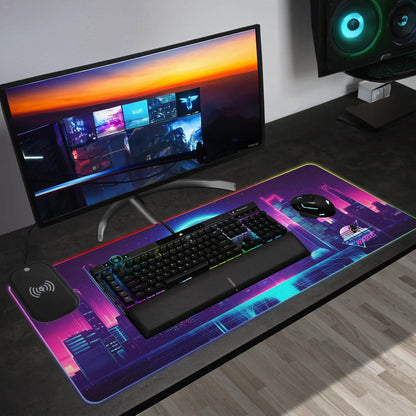 Neduz GIBBKvarteret RGB Desk Pad | Wireless Charging | Skyline