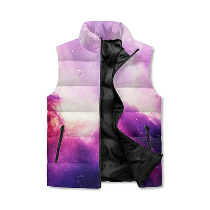 Neduz Unisex Lightweight All Over Printing Stand Collar Zip Up Puffer Vest