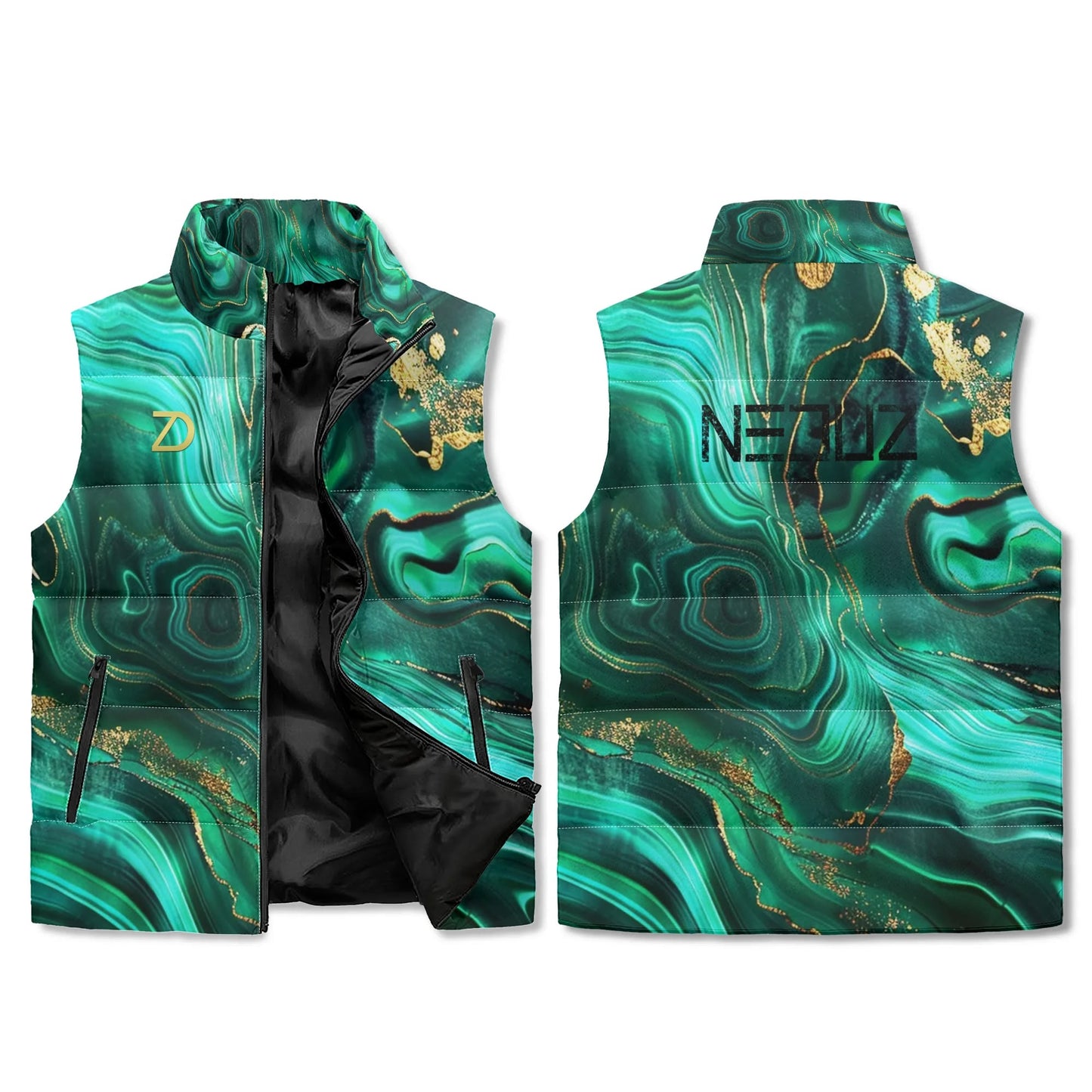 Neduz Malachite Unisex Lightweight Stand Collar Zip Up Puffer Vest