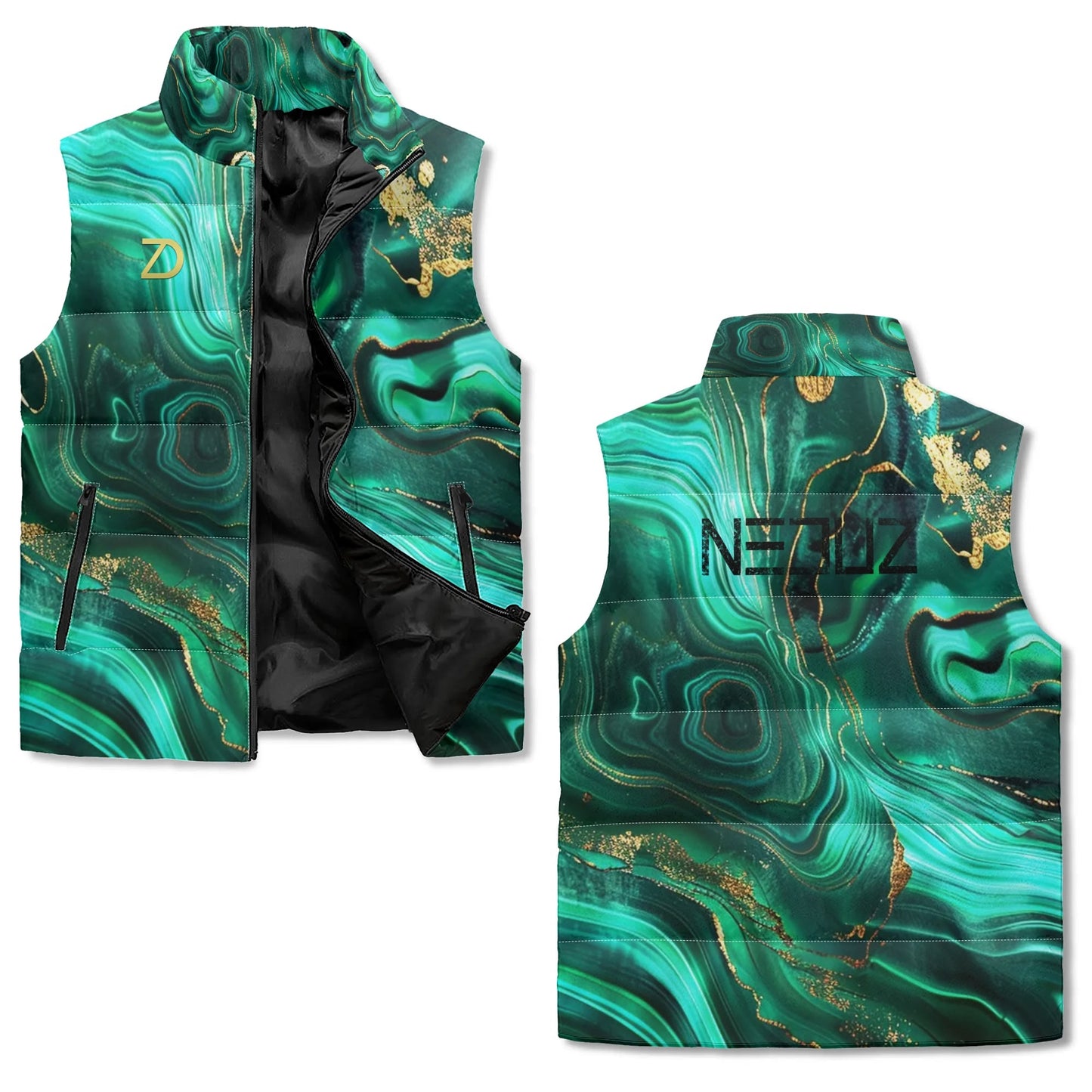 Neduz Malachite Unisex Lightweight Stand Collar Zip Up Puffer Vest