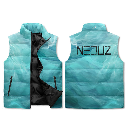 Neduz Aquatic Smoke Unisex Lightweight All Over Printing Stand Collar Zip Up Puffer Vest