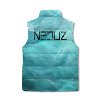 Neduz Aquatic Smoke Unisex Lightweight All Over Printing Stand Collar Zip Up Puffer Vest