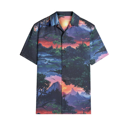 Neduz Men's Sunset Jungle Short Sleeve Shirt