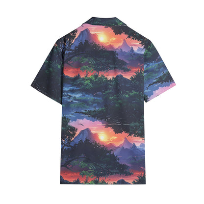 Neduz Men's Sunset Jungle Short Sleeve Shirt