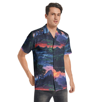 Neduz Men's Sunset Jungle Short Sleeve Shirt