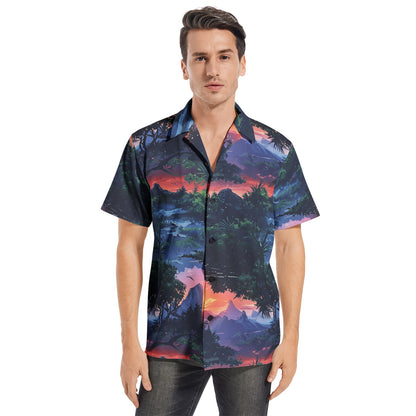 Neduz Men's Sunset Jungle Short Sleeve Shirt