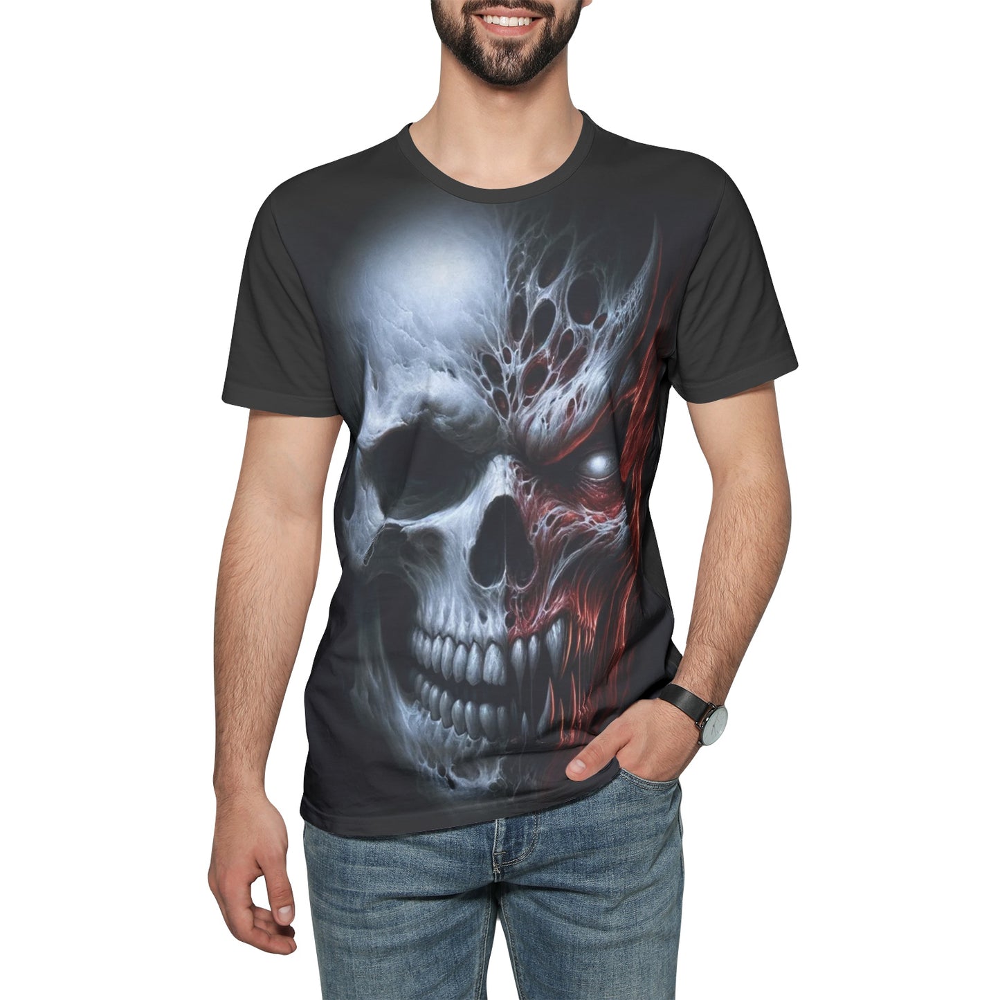 Deathmonic Skull & Demon Tee - Unisex Cotton T-Shirt