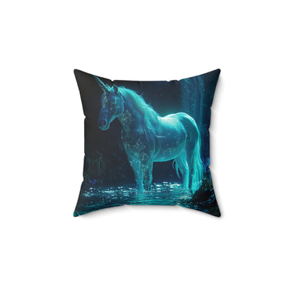 Neduz Enchanted Forest Unicorn Pillow - Spun Polyester Square Pillow with Waterfall Unicorn Print