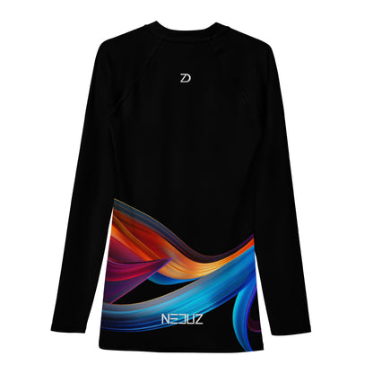 Neduz Men's Long-Sleeved UPF 50+ Rash Guard with Abstract Art Design