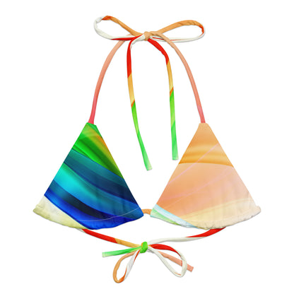 Neduz Colorful Waves | Eco-Friendly Recycled Padded String Bikini Top with UPF 50+