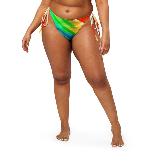 Neduz Colorful Waves Eco-Friendly Recycled String Bikini Bottom with UPF 50+