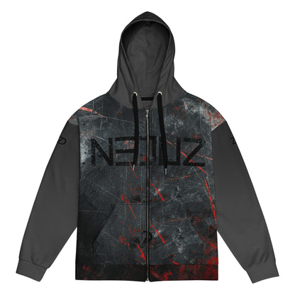 Neduz Merch Crimson Grunge Unisex Recycled Zip Hoodie - Sustainable Comfort & Style