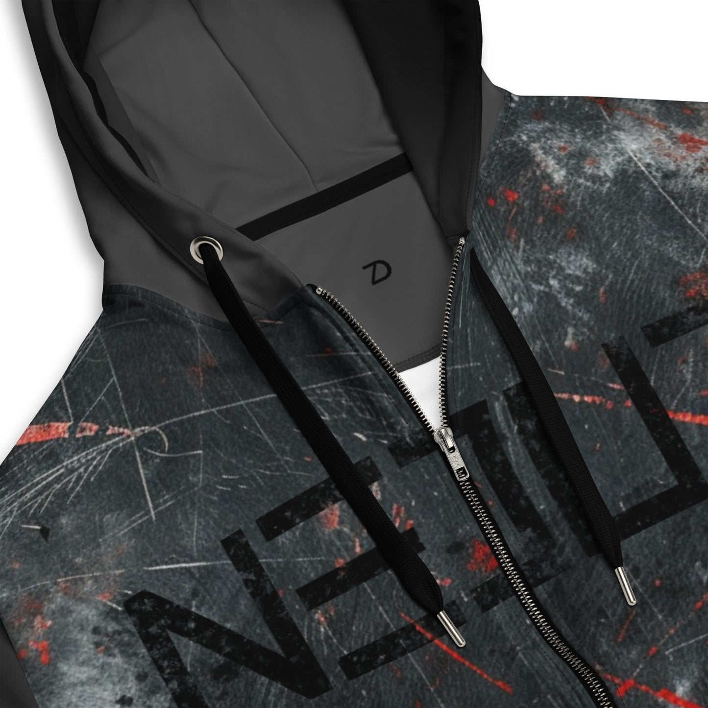 Neduz Merch Crimson Grunge Unisex Recycled Zip Hoodie - Sustainable Comfort & Style