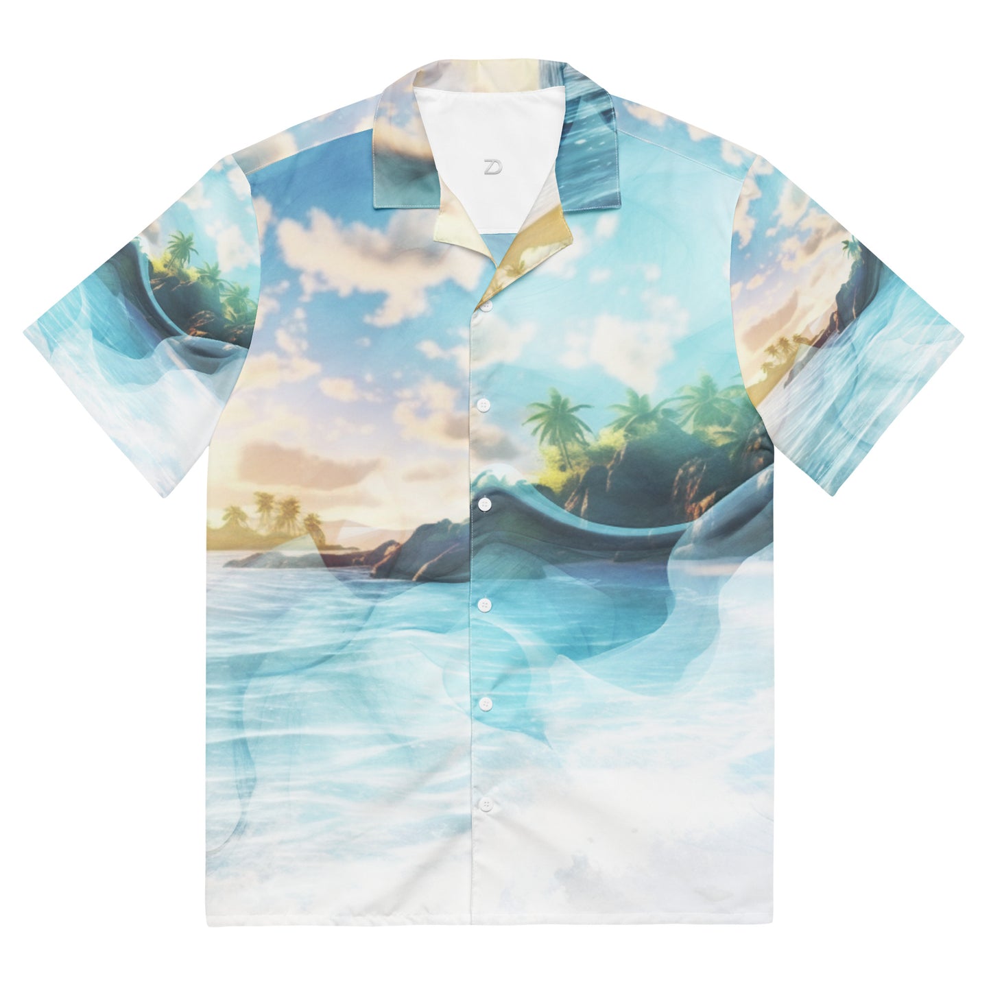 Vivid Dreams Tropical Beach Unisex Button Shirt - Dreamscape Collection by Neduz Designs