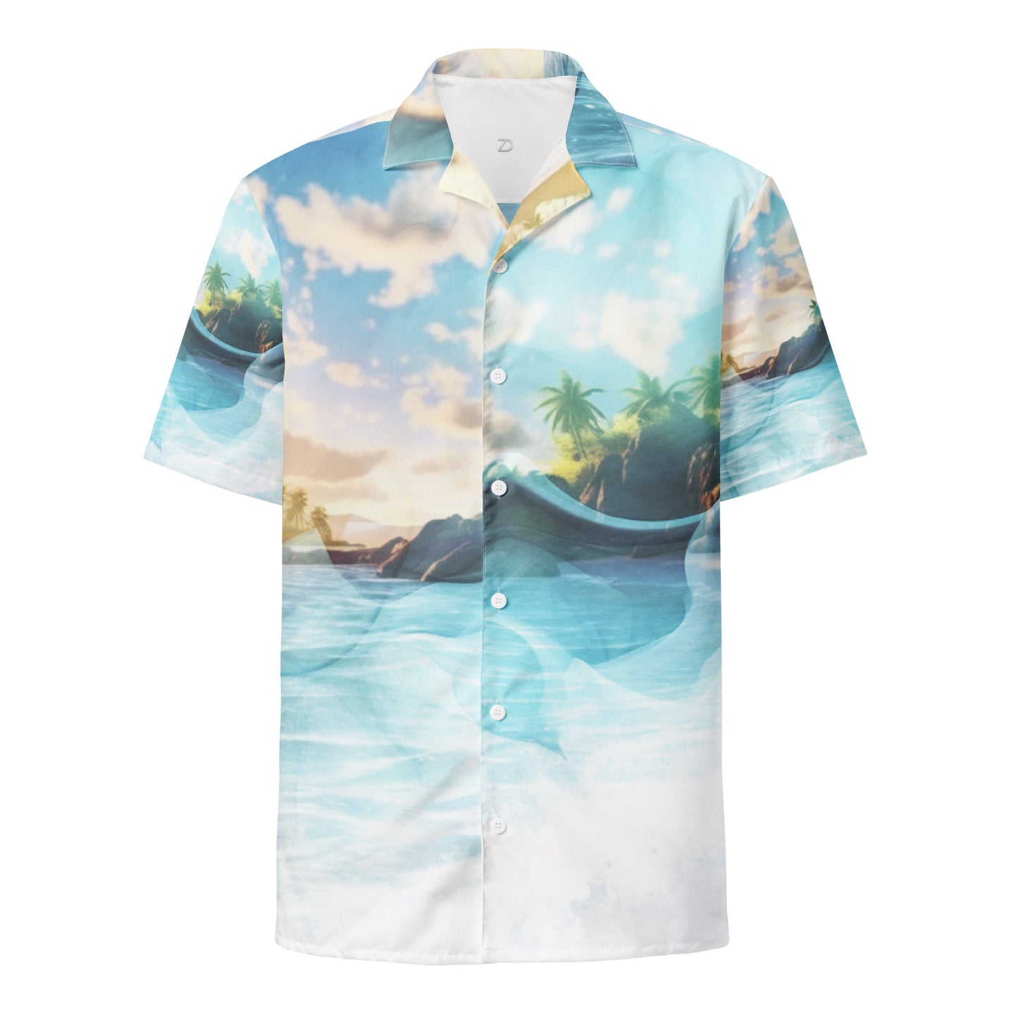 Vivid Dreams Tropical Beach Unisex Button Shirt - Dreamscape Collection by Neduz Designs