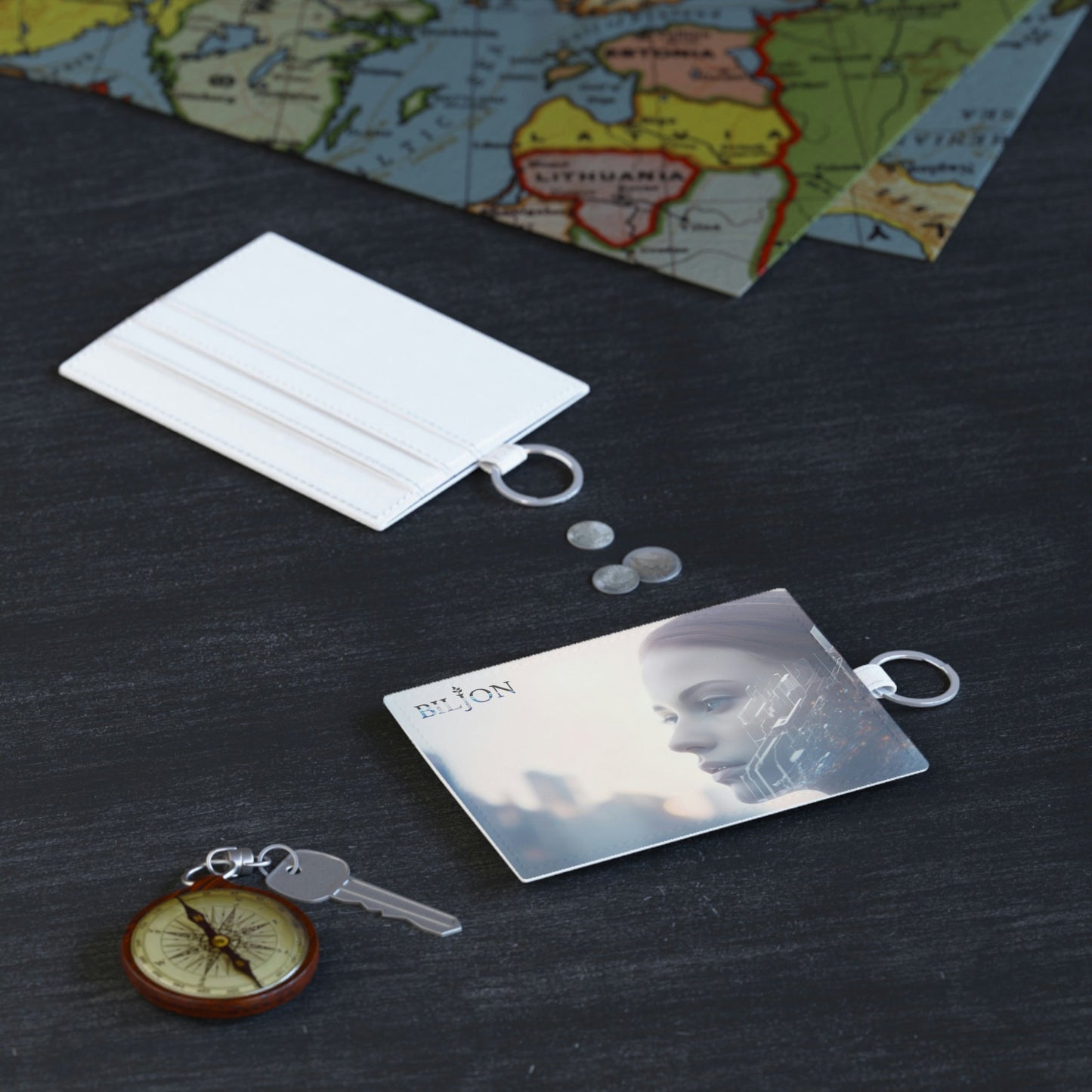 One size / White 4 BILJON Saffiano Leather Card Holder