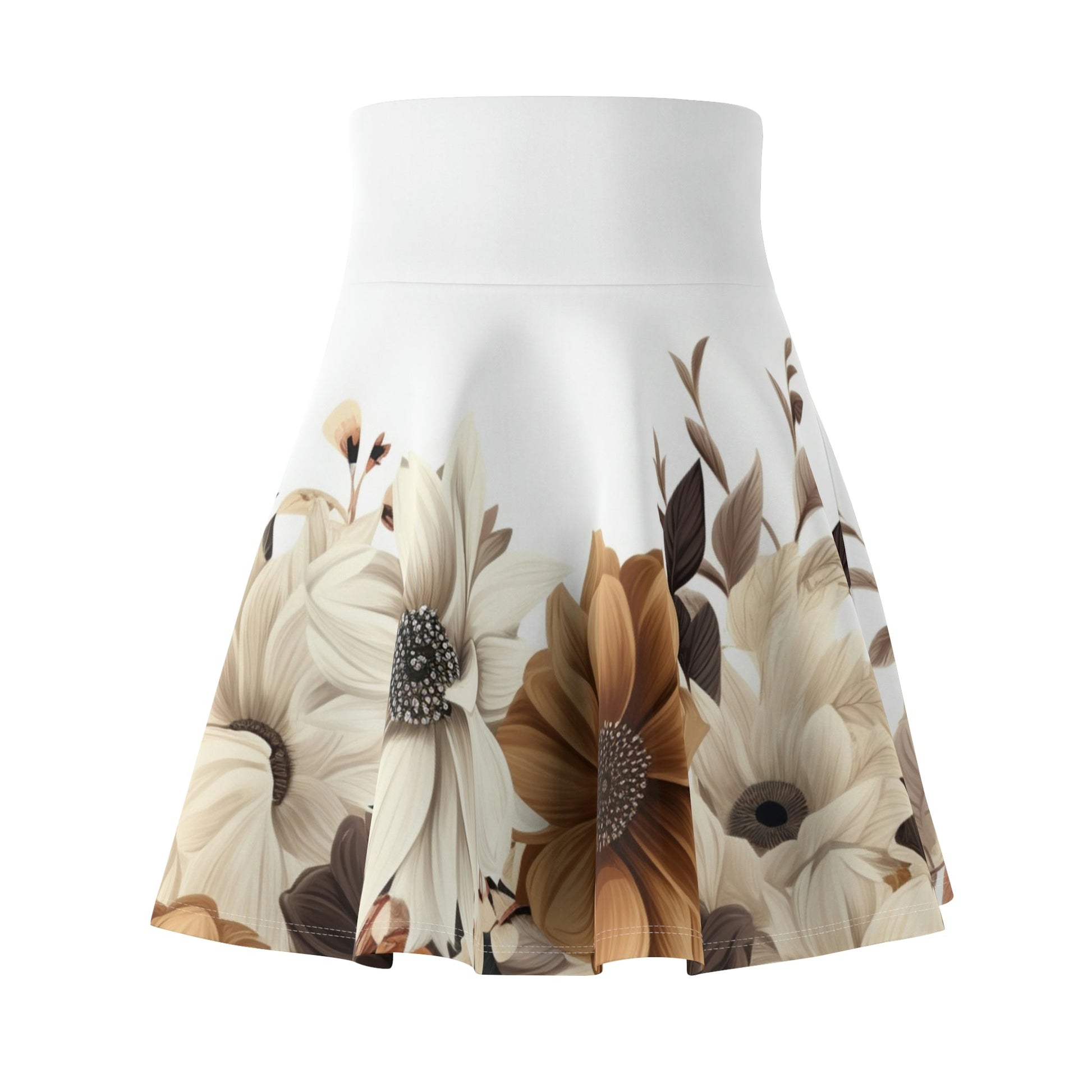 31 Brown Flowered Women’s Skater Skirt by Neduz Designs