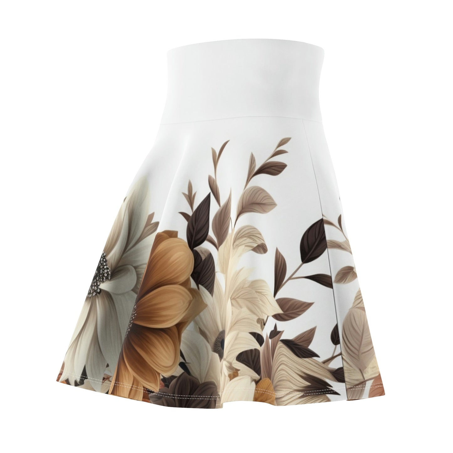 33 Brown Flowered Women’s Skater Skirt by Neduz Designs