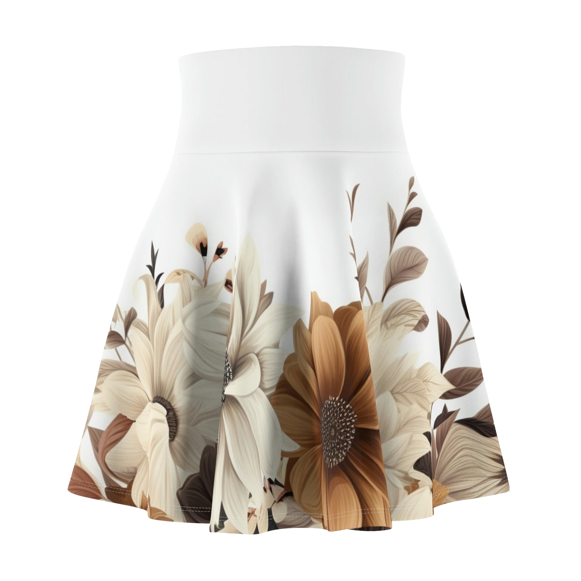 2 Brown Flowered Women’s Skater Skirt by Neduz Designs