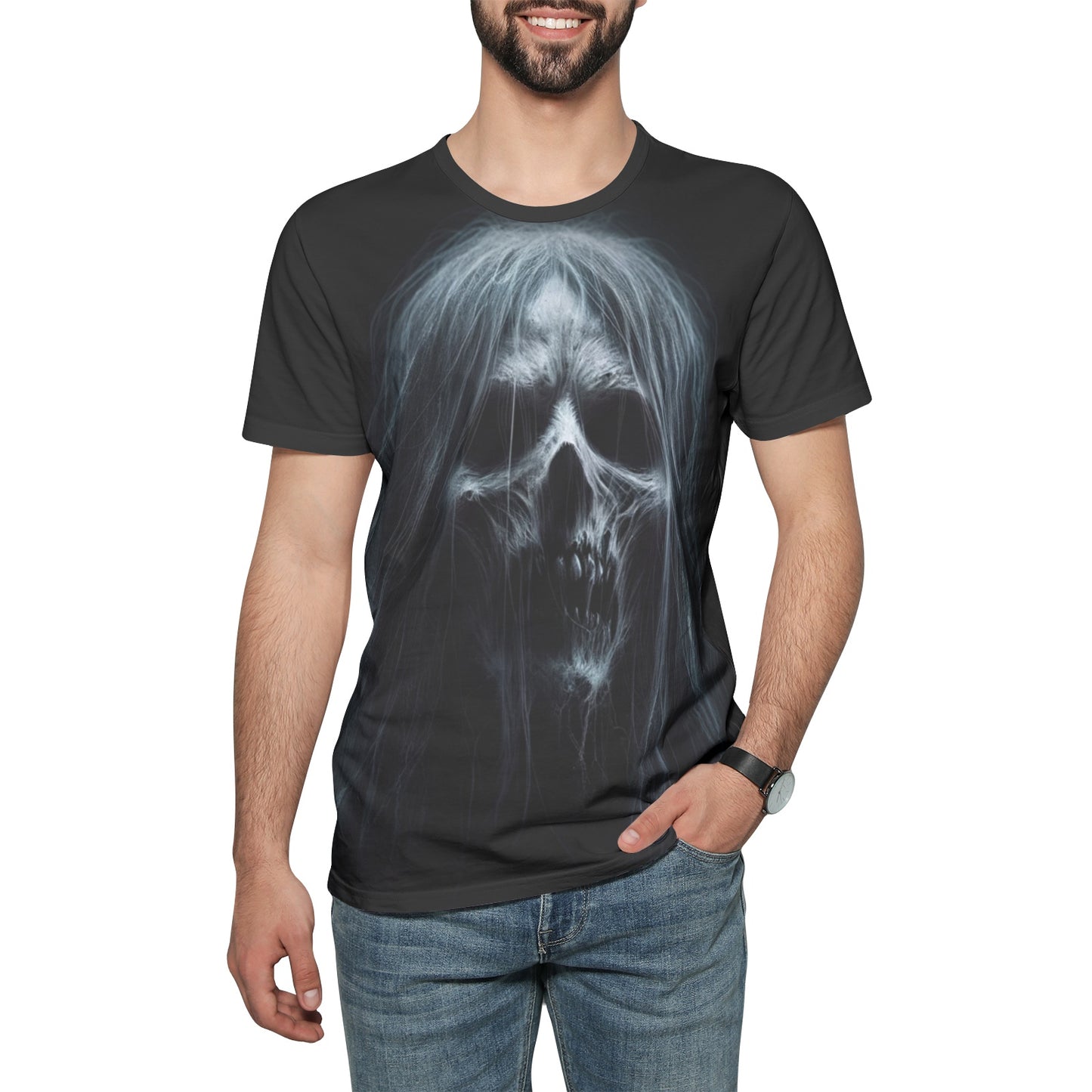 Spectral Revenant Tee - Unisex Cotton T-Shirt with Ghostly Print