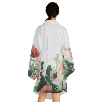 4 Flowers Long Sleeve Kimono Robe by Neduz Designs