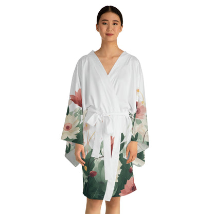 3 Flowers Long Sleeve Kimono Robe by Neduz Designs