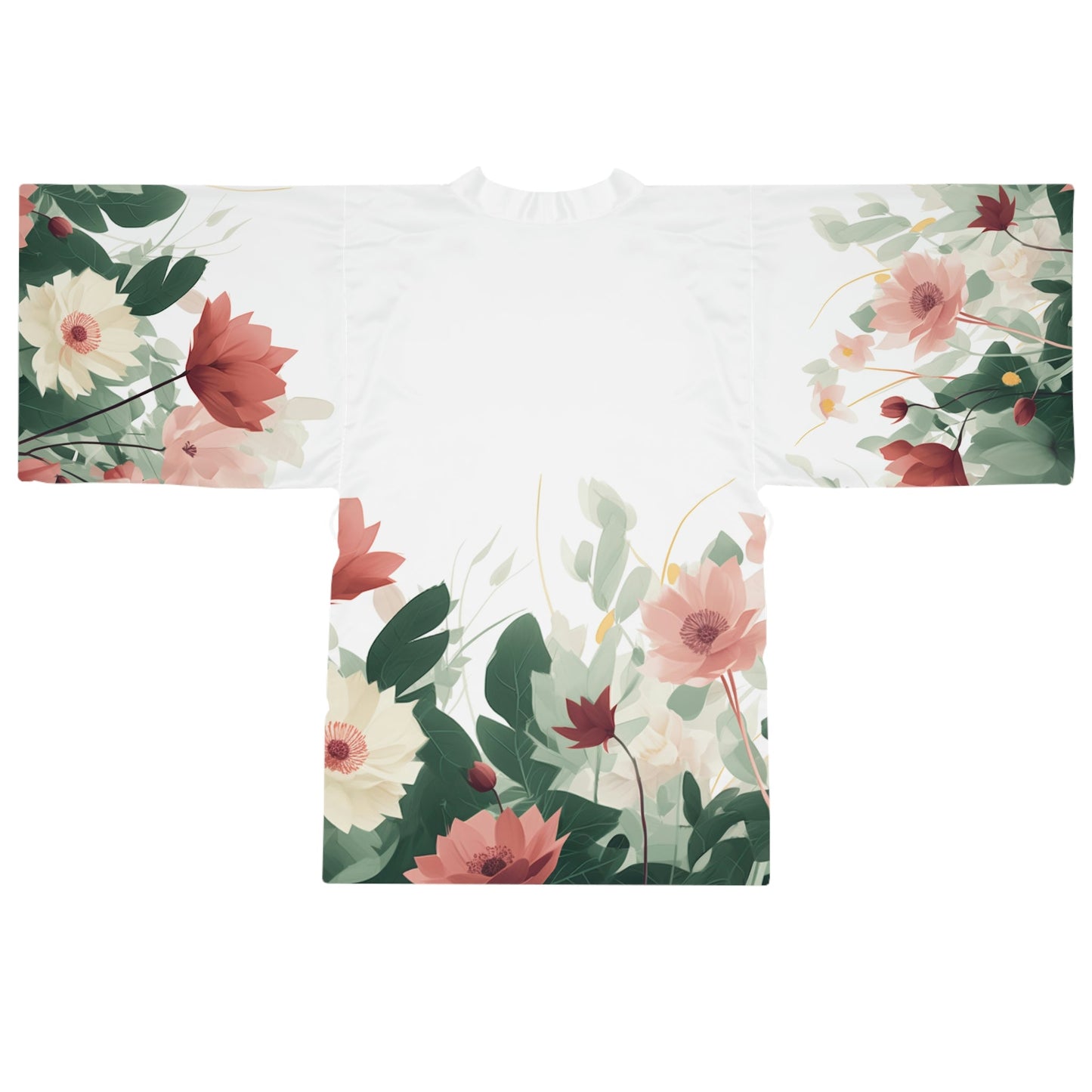 2 Flowers Long Sleeve Kimono Robe by Neduz Designs