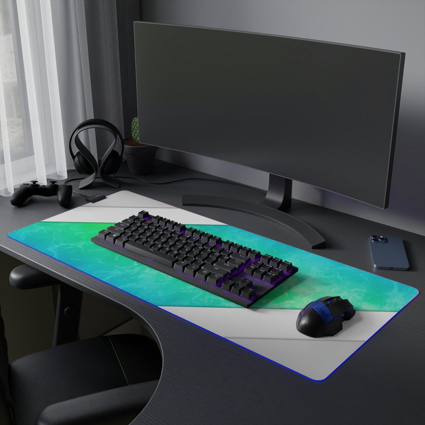 7 Neduz Beach Water LED Gaming Mouse Pad with Clean Steel