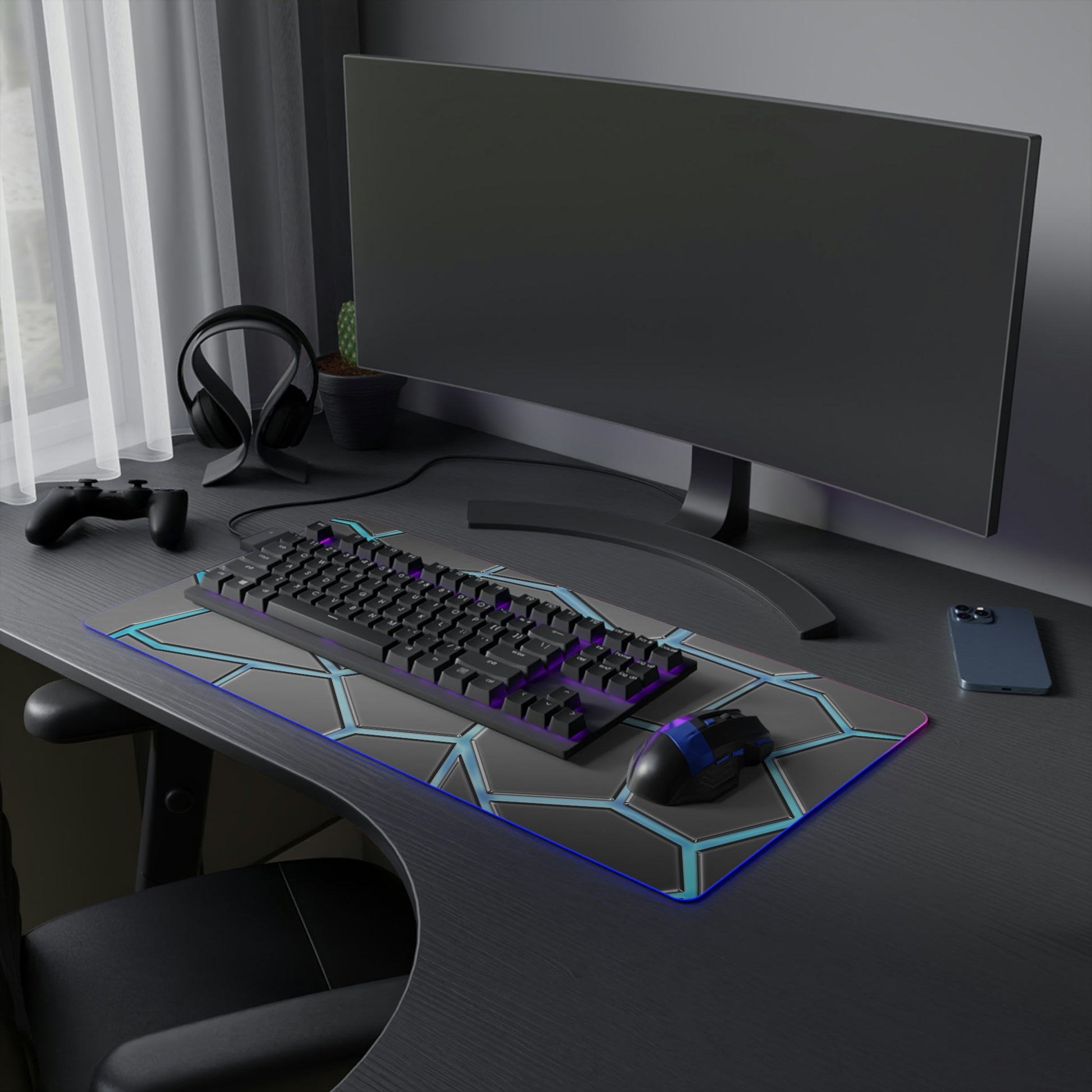 20 Neduz Blue Cracks LED Gaming Mouse Pad with 14 Different