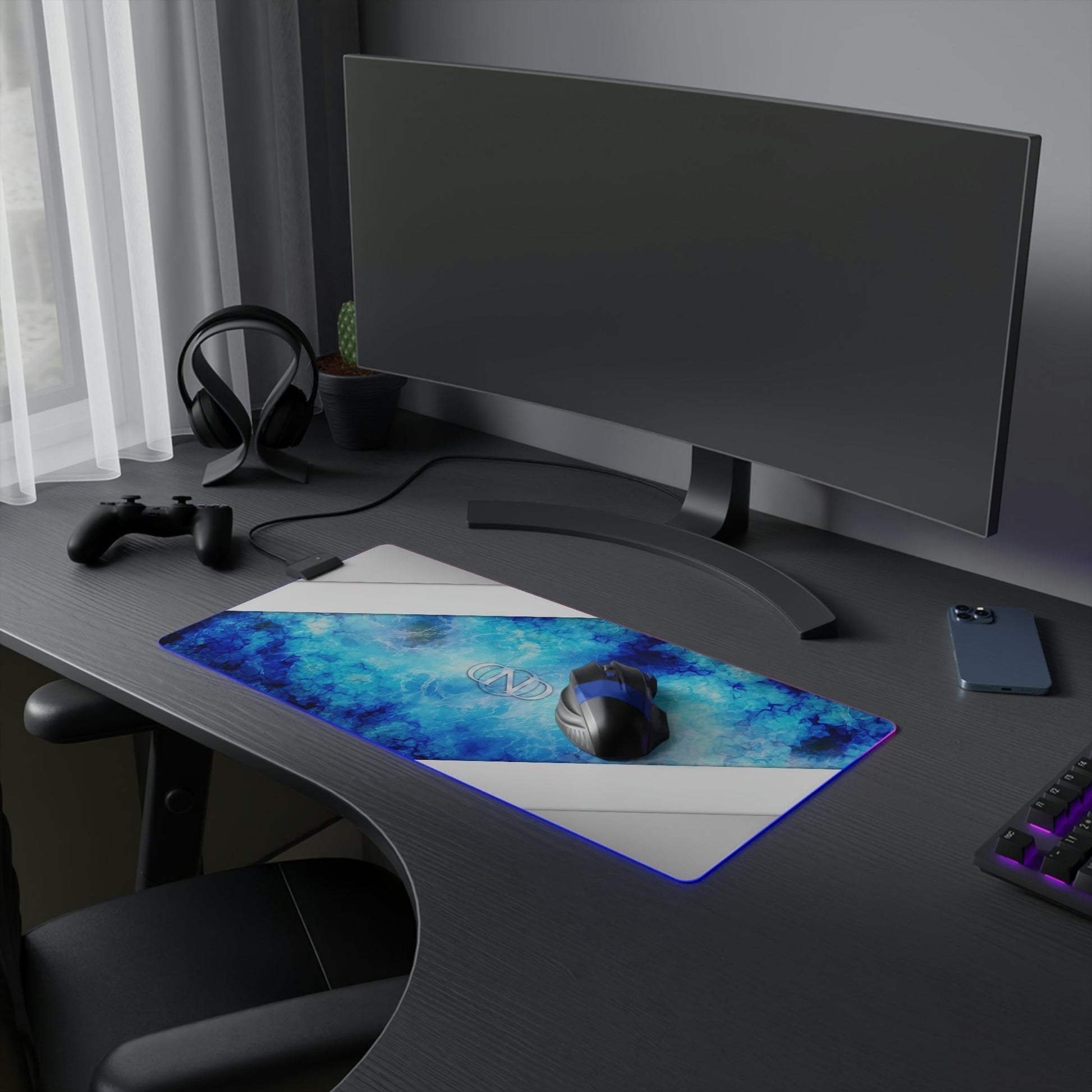 13 Neduz Clean Steel Blue Flames LED Gaming Mouse Pad