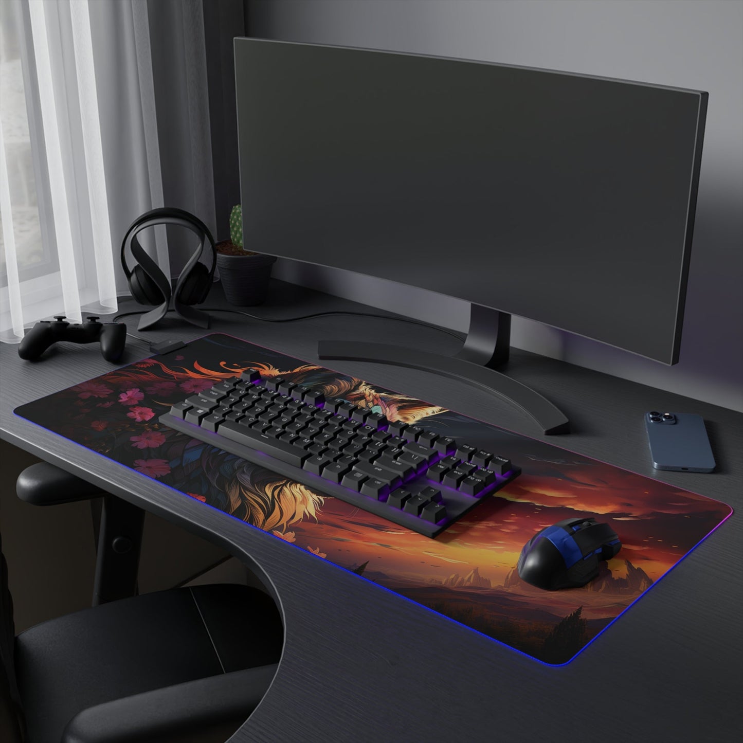 27 Neduz Dawn Wolf LED Gaming Mouse Pad with 14 Different