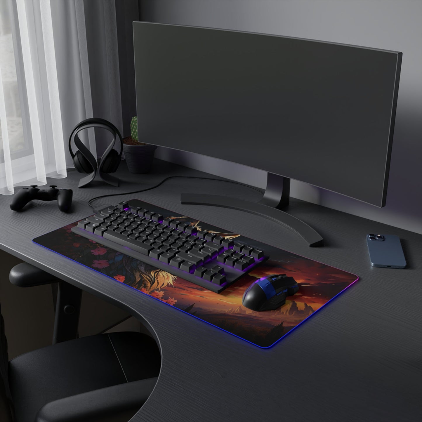 21 Neduz Dawn Wolf LED Gaming Mouse Pad with 14 Different