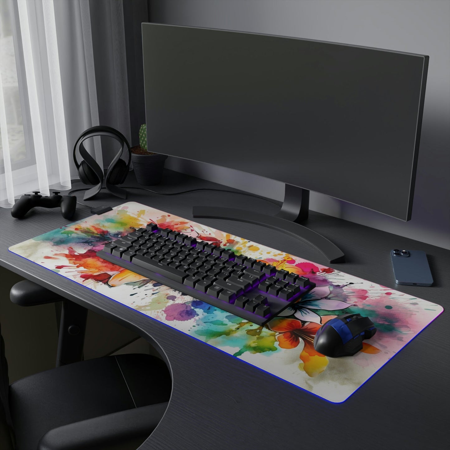 6 Neduz Flower Splash LED Gaming Mouse Pad with 14 Different