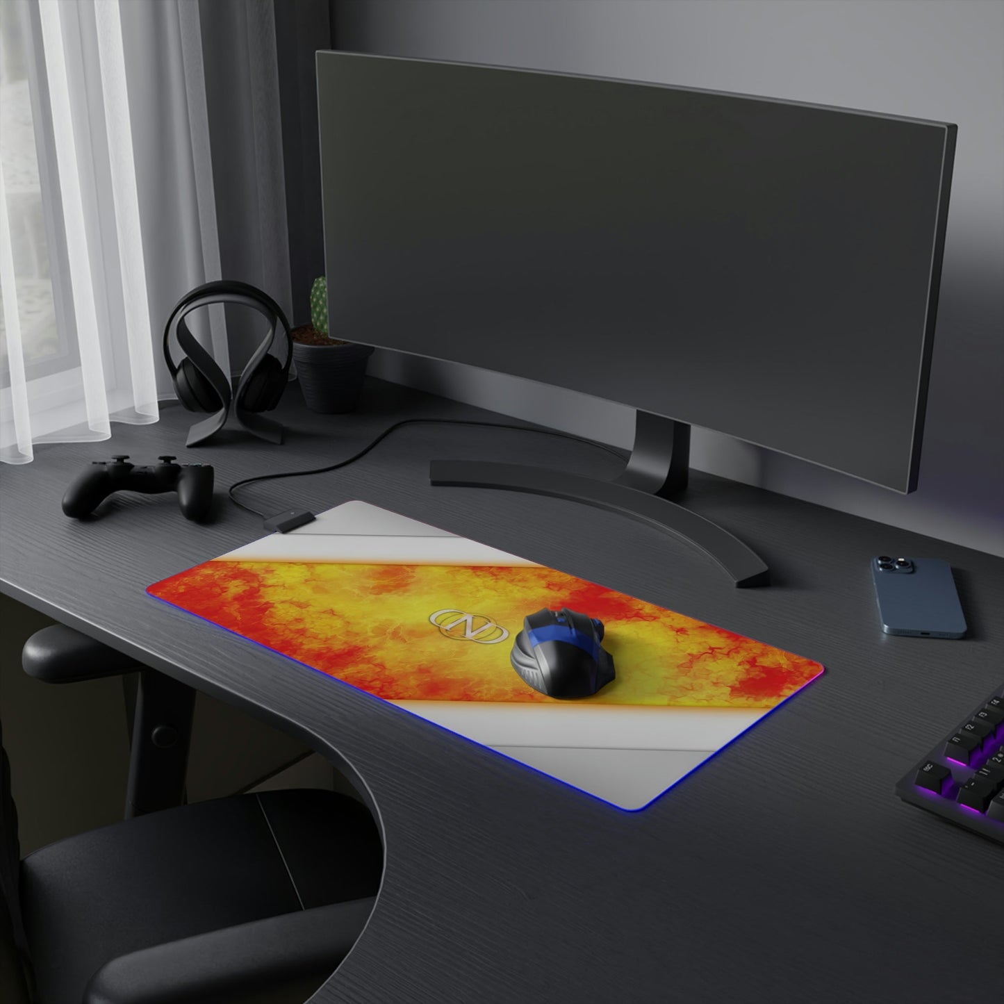 13 Neduz LED Gaming Mouse Pad with Clean Steel Flames Design