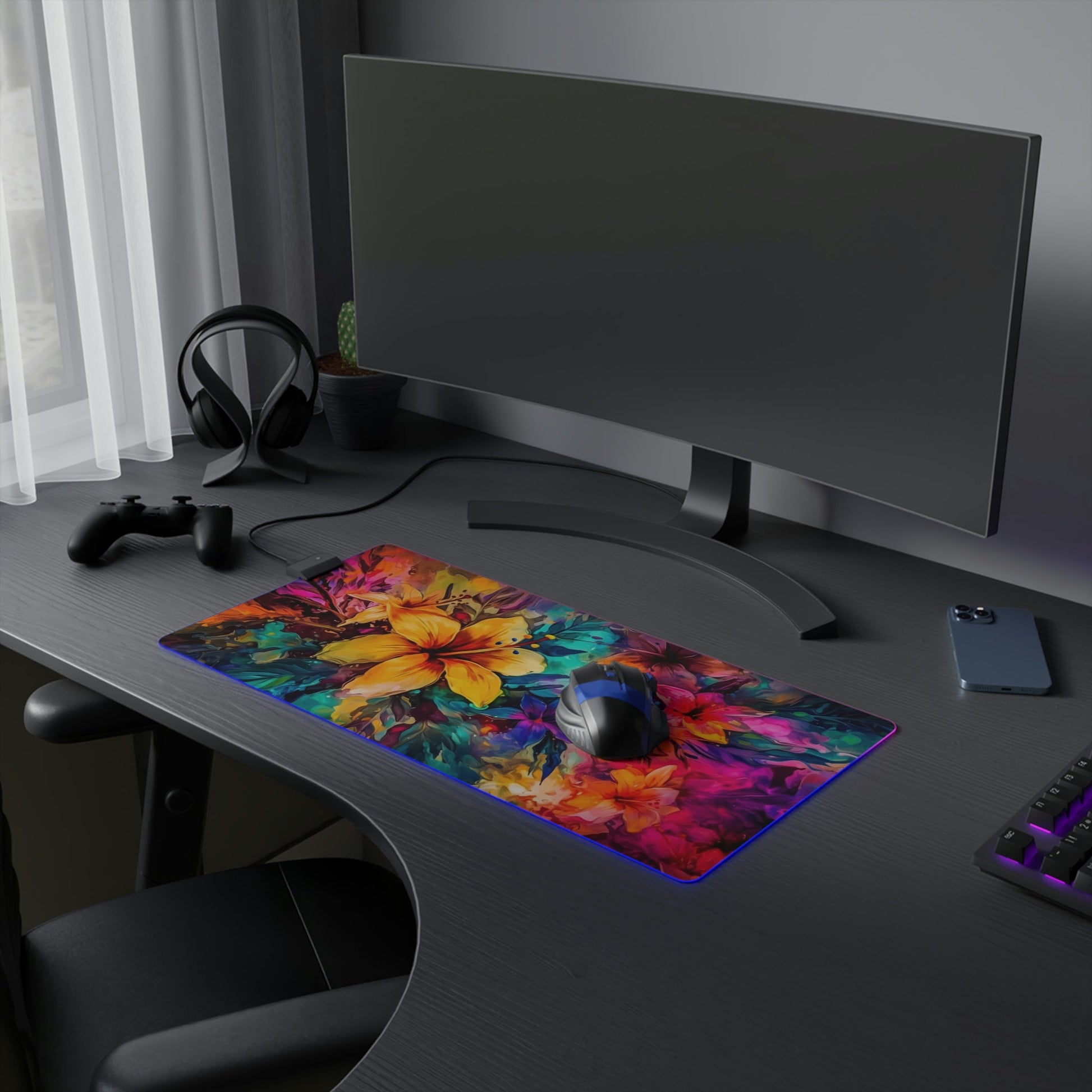 13 Neduz Mesmerizing Flowers LED Gaming Mouse Pad with 14