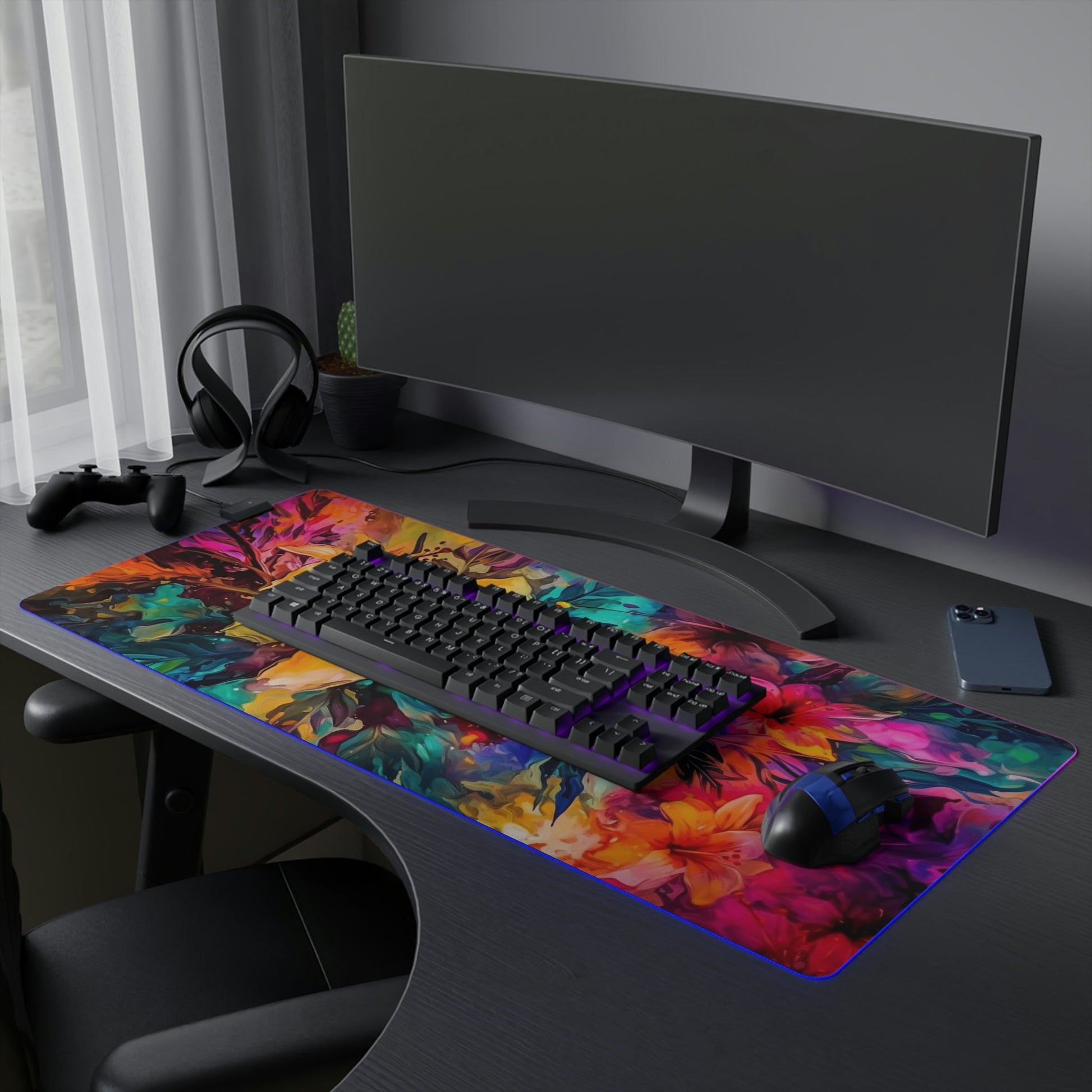 7 Neduz Mesmerizing Flowers LED Gaming Mouse Pad with 14