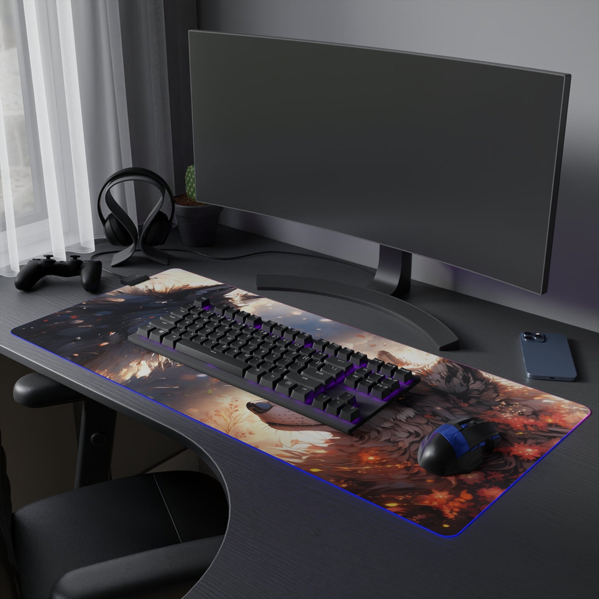 9 Neduz Wolves Apart LED Gaming Mouse Pad with 14 Different