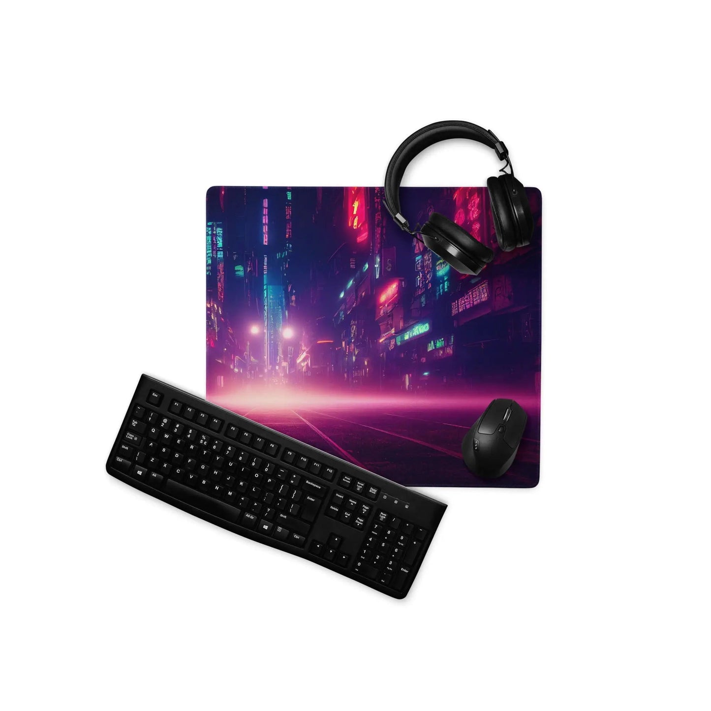 18″×16″ 2 Neon Nights Blur Gaming mouse pad