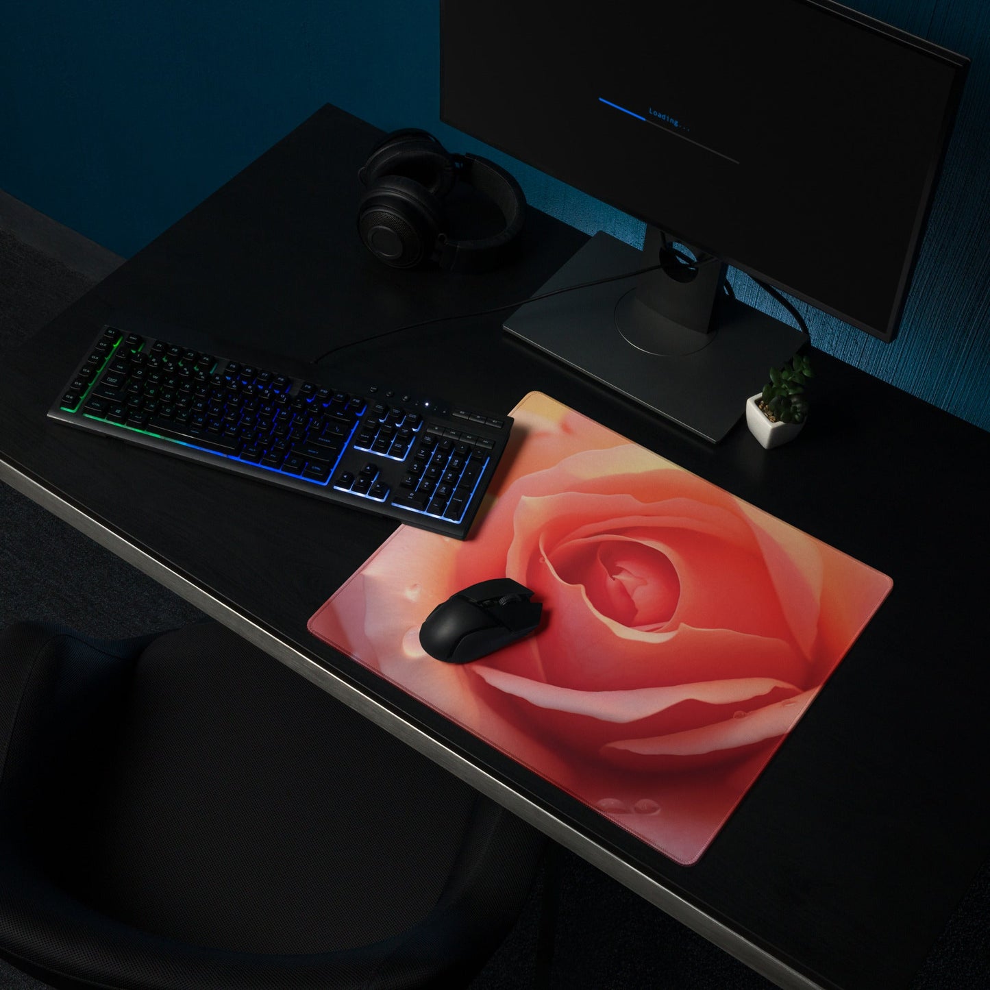 18″×16″ 2 Pink Rose Gaming mouse pad by Neduz Designs