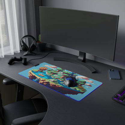 13 Pixel Art Flat World LED Gaming Mouse Pad with 14