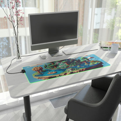 28 Pixel Art Flat World LED Gaming Mouse Pad with 14