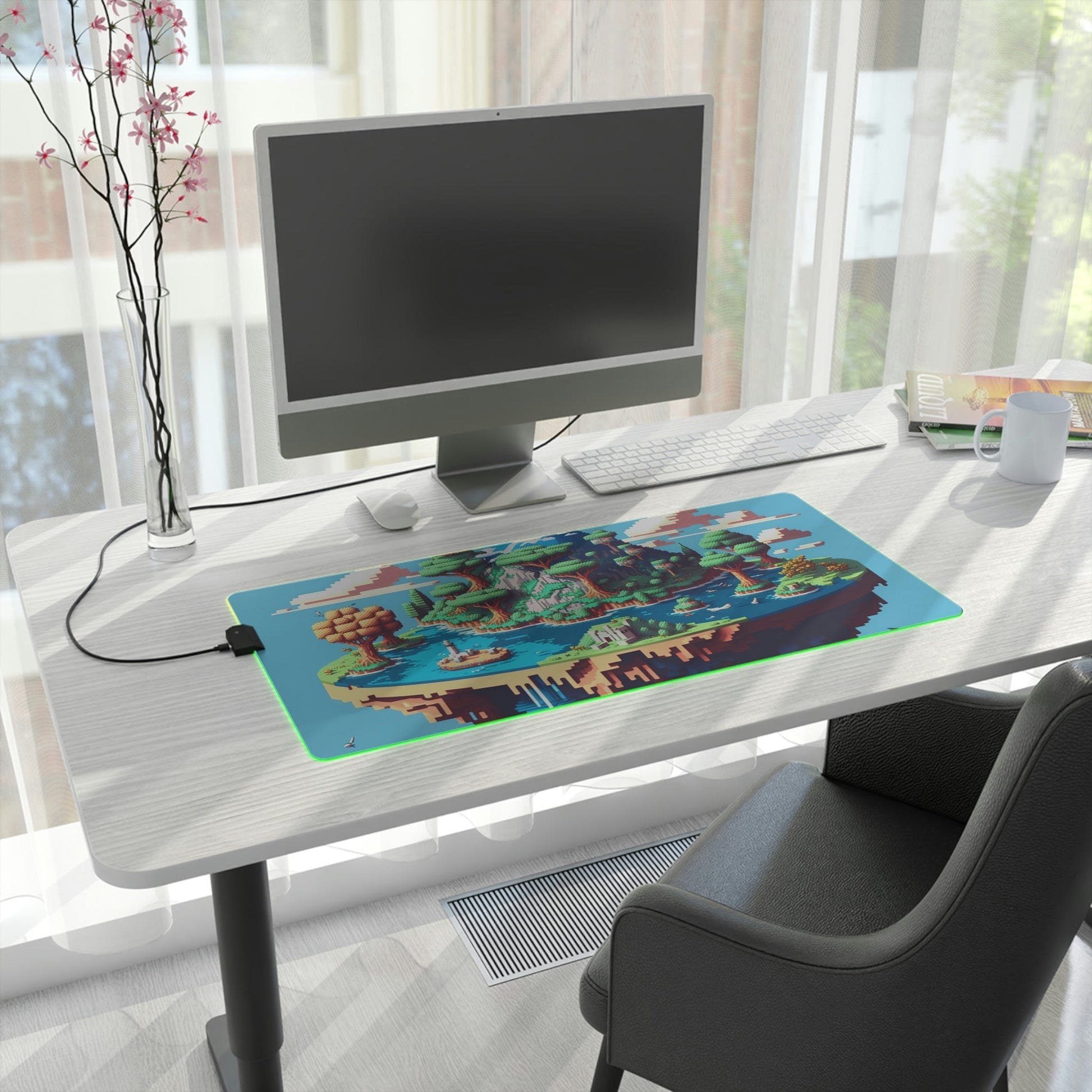 21 Pixel Art Flat World LED Gaming Mouse Pad with 14