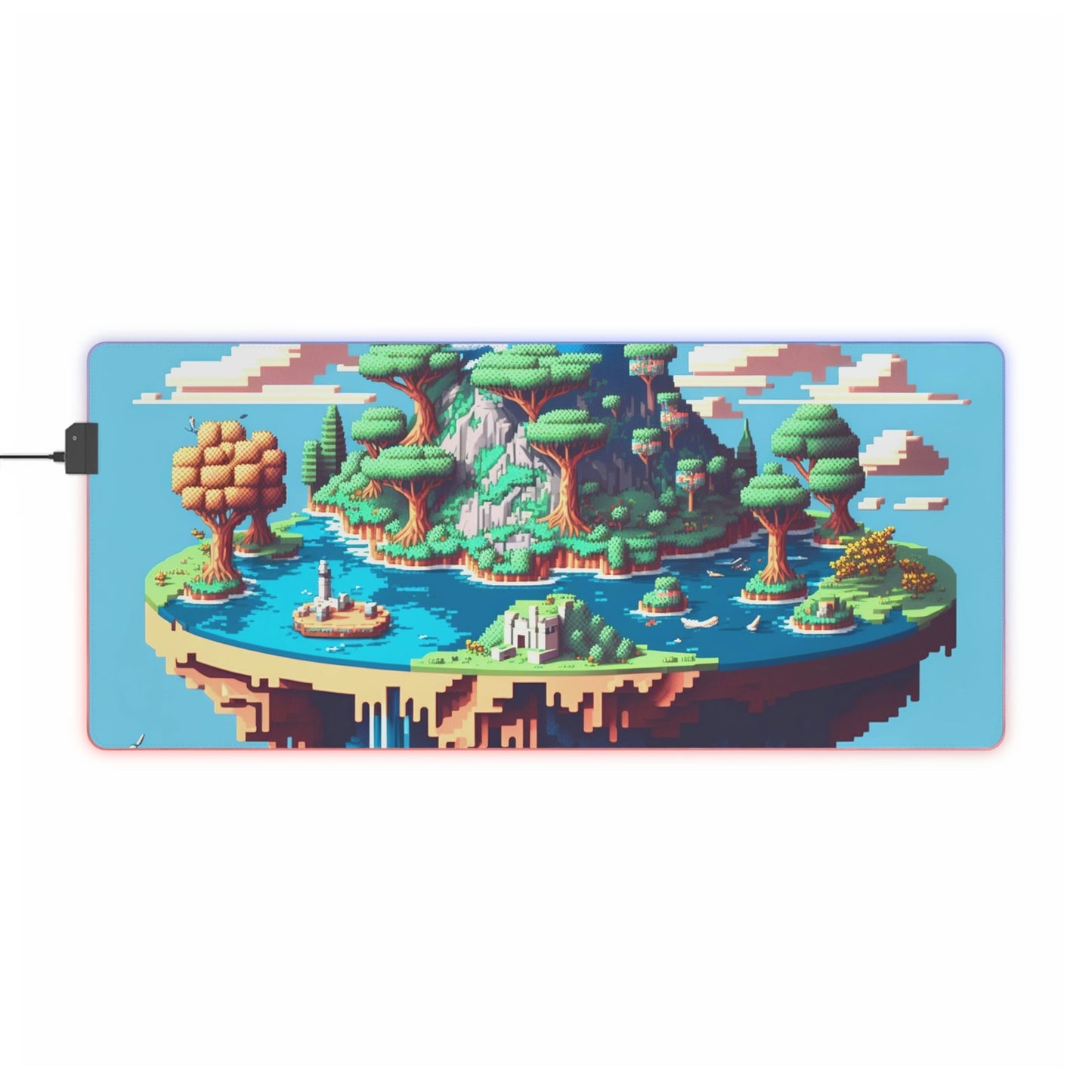 2 Pixel Art Flat World LED Gaming Mouse Pad with 14