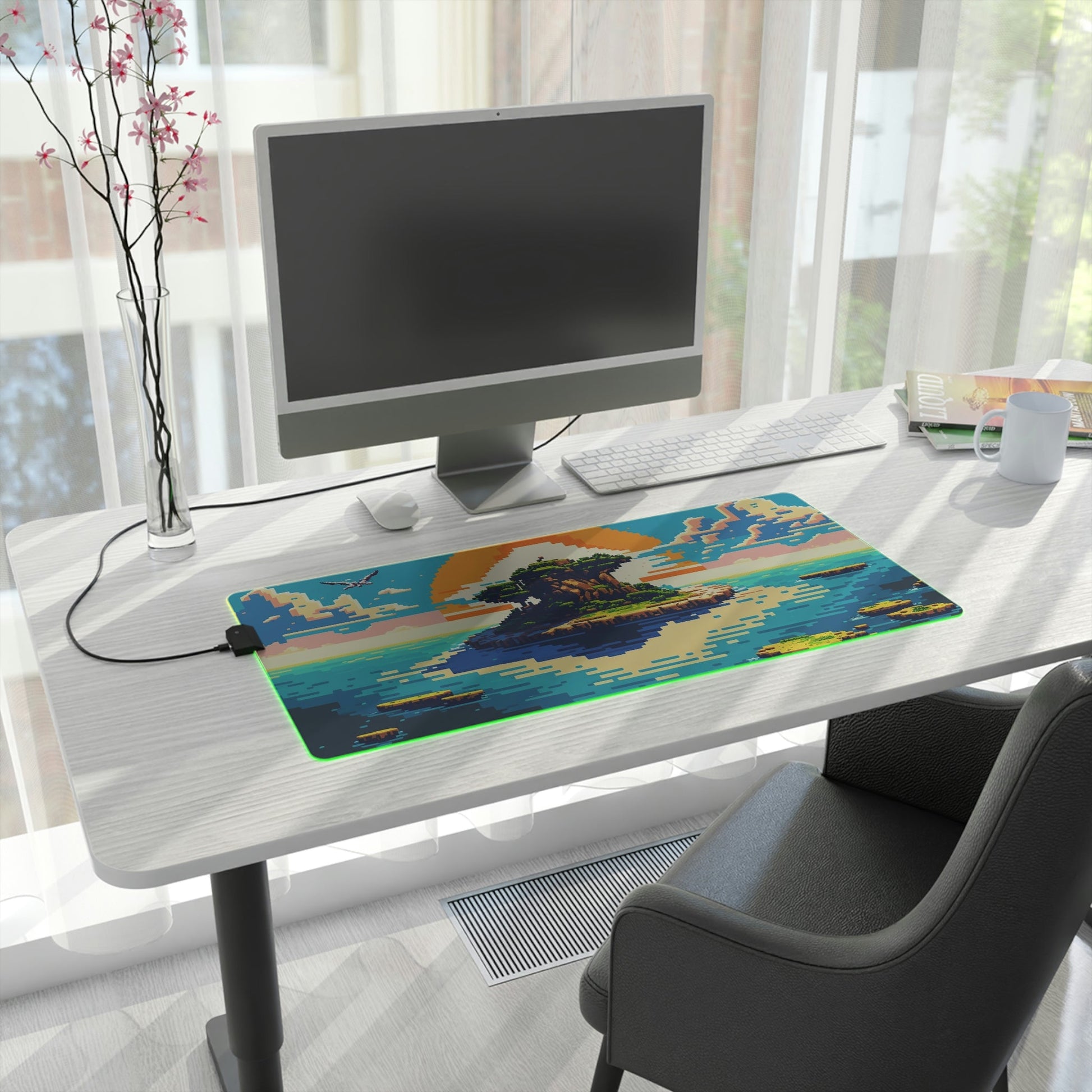 21 Pixel Art Peaceful Island LED Gaming Mouse Pad with 14