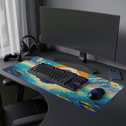 7 Pixel Art Peaceful Island LED Gaming Mouse Pad with 14