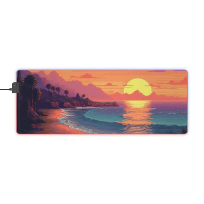 31.5 x 11.8 / Rectangle 15 Pixel Art Sunset Beach LED Gaming